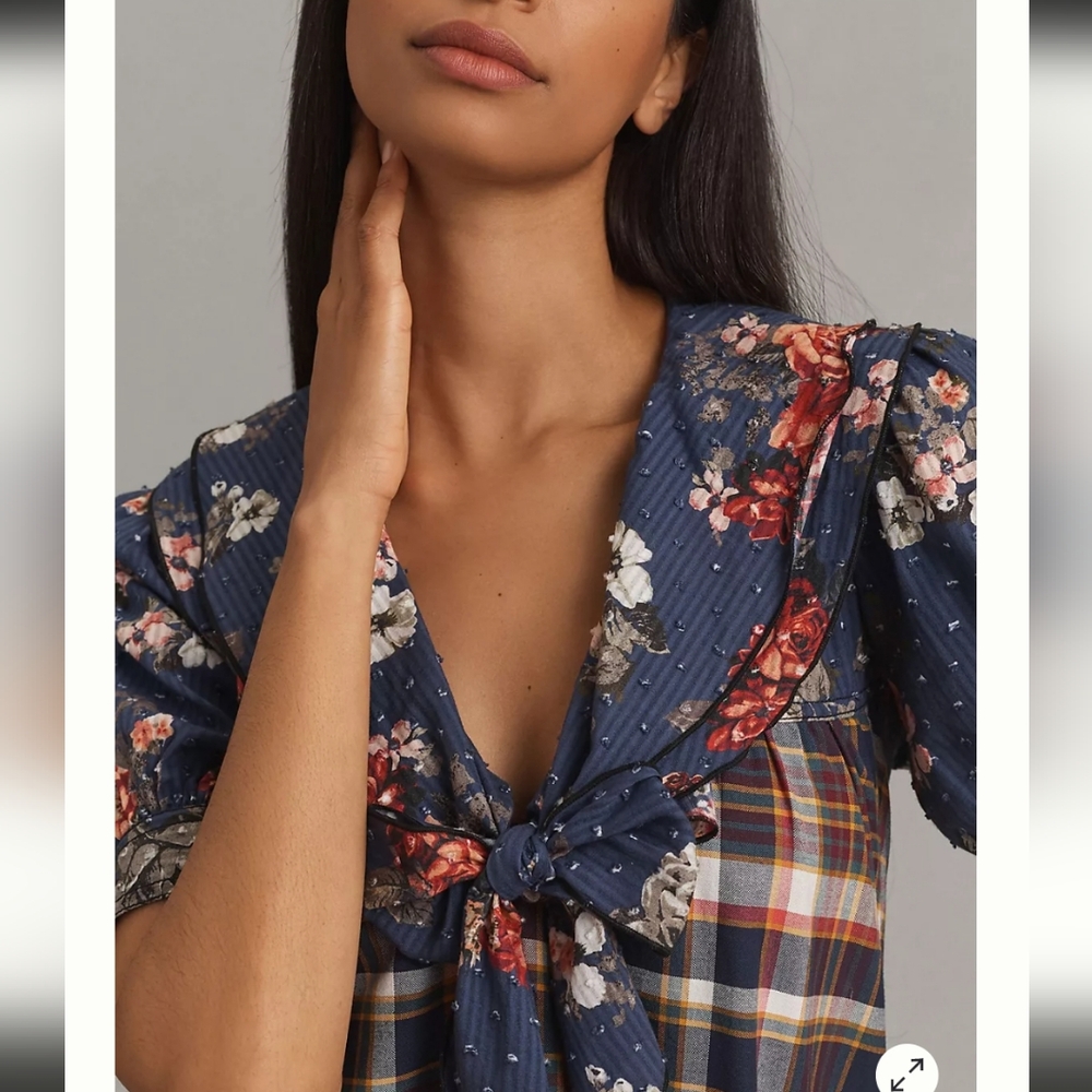Pilcro Short-Sleeve Bow-Front Tunic Mini Dress - Picture 4 of 7